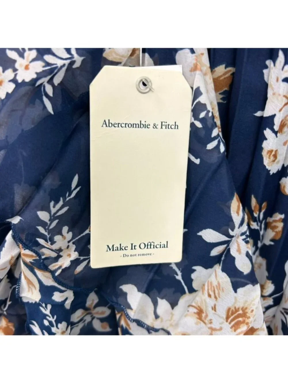 Abercrombie & Fitch Dress Women's XLT Navy Blue Floral Puff Sleeve Maxi NWT